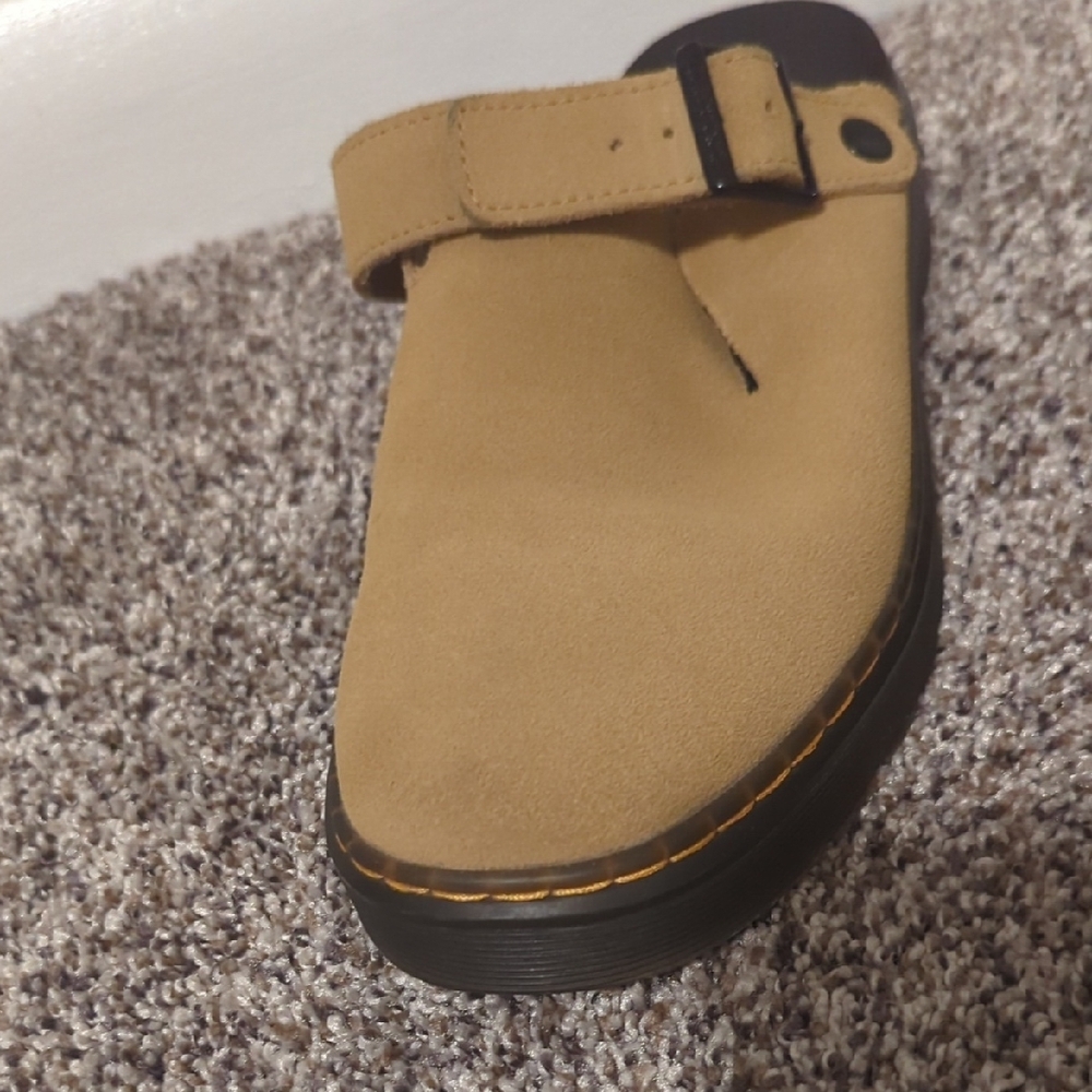 Dr. Martens Tan Suede Slip-On Mule with Adjustable Strap - Picture 5 of 6